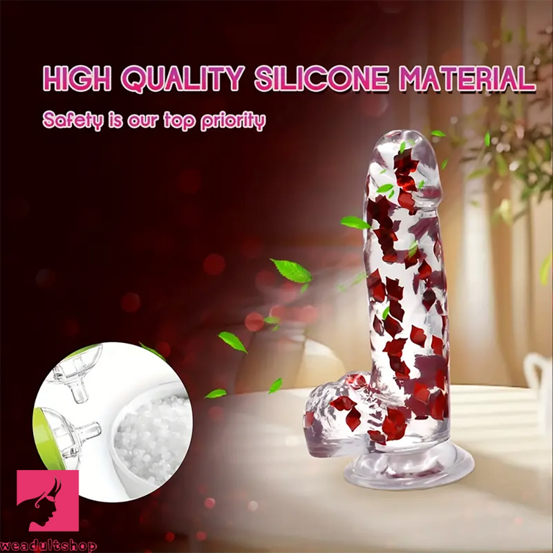 9.45in Realistic Silicone Confetti Dildo Flexible Hands-Free Sex Cock Toy