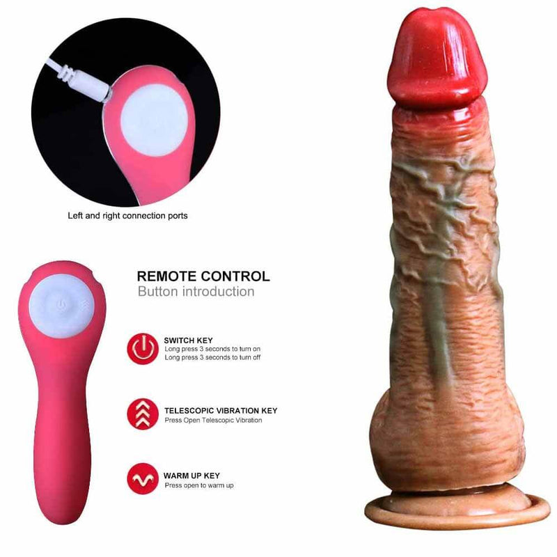 Automatic Telescopic Heating Vibration Dildo Realistic Remote Control Dildos - Adult Toys 